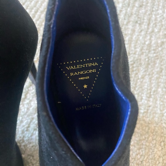 Valentina Rangoni Made In Italy Genuine Suede Black Open Toe Heels/Pumps Sz 7M